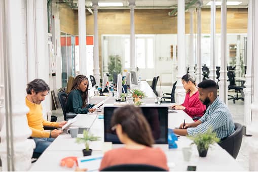 Teamarbeit im Büro als Beispiel für Verwaltung und Organisation in Schulträgern und Behörden