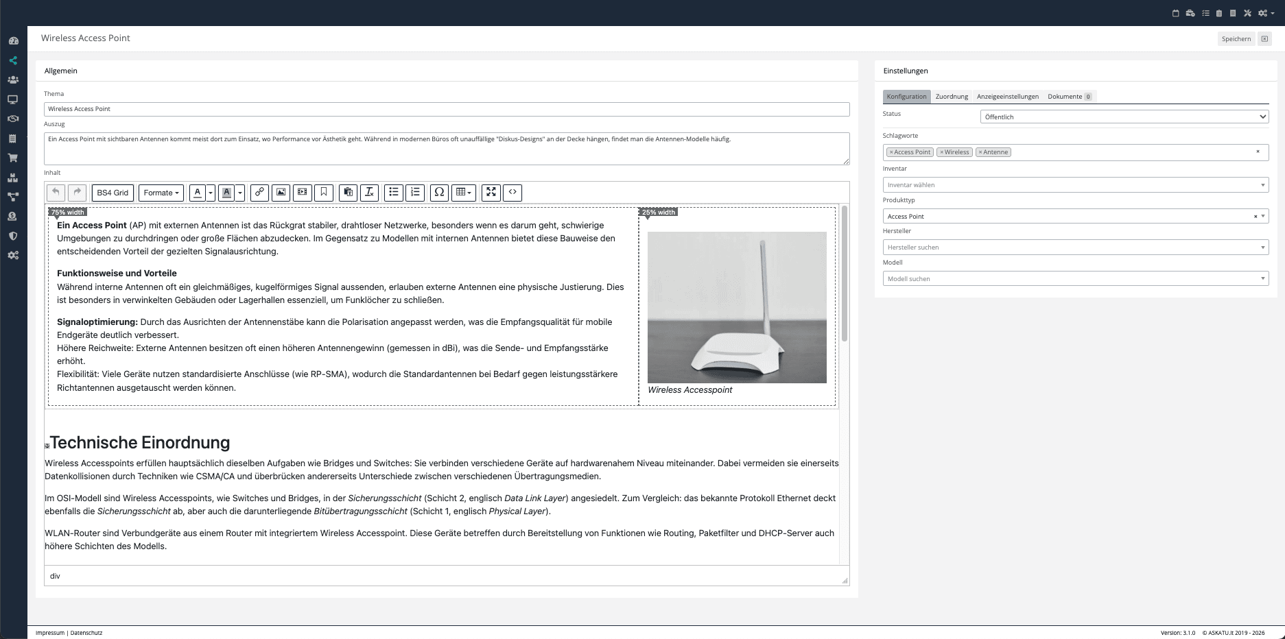 askatu-information-asset-verwaltung-software Softwareansicht mit Formular und Textfeldern – Bearbeitung von Asset-Daten für Schulträger und Behörden