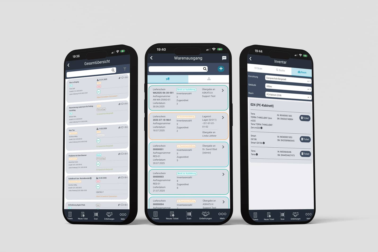 askatu-software-behoerden-asset-verwaltung8 Smartphones mit mobiler Asset Management App – Verwaltung von Schulstandorten und Daten unterwegs