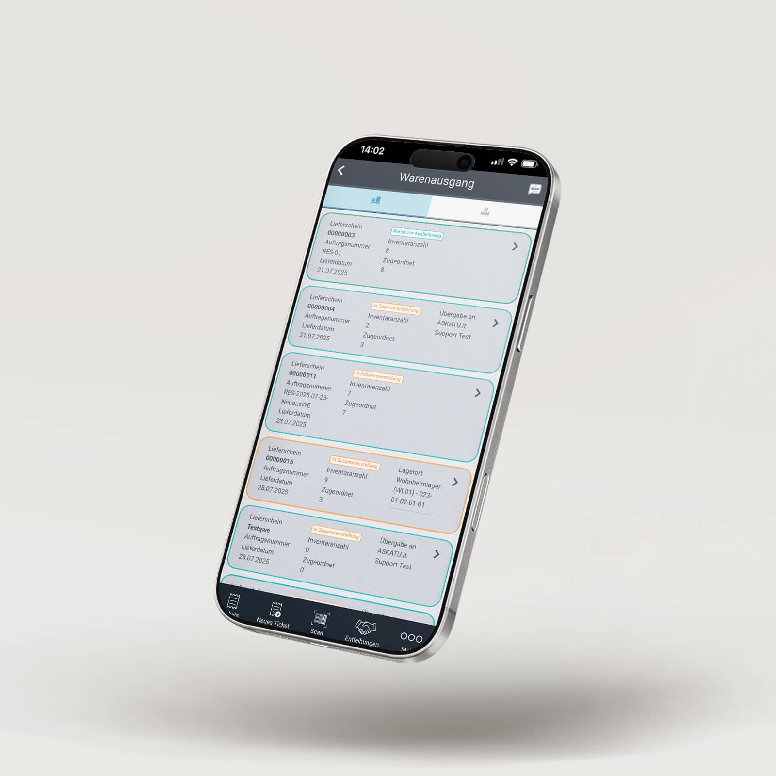 Smartphone mit Asset Management App – mobile Übersicht von Daten und Standorten für eine optimale Lagerverwaltung